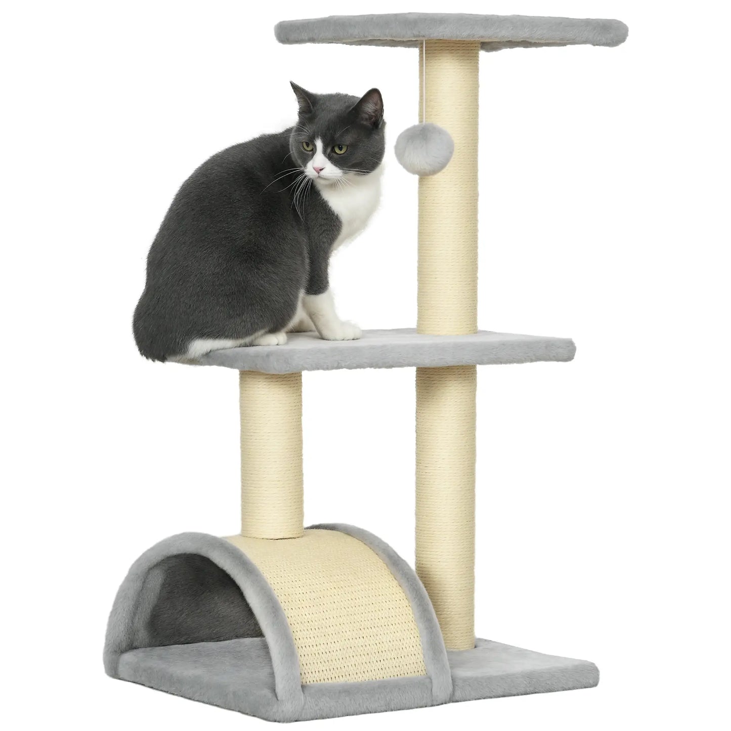 28" Cat Tree, Scratching Post, Pad, Toy Ball, Light Grey Cat Posts at Gallery Canada