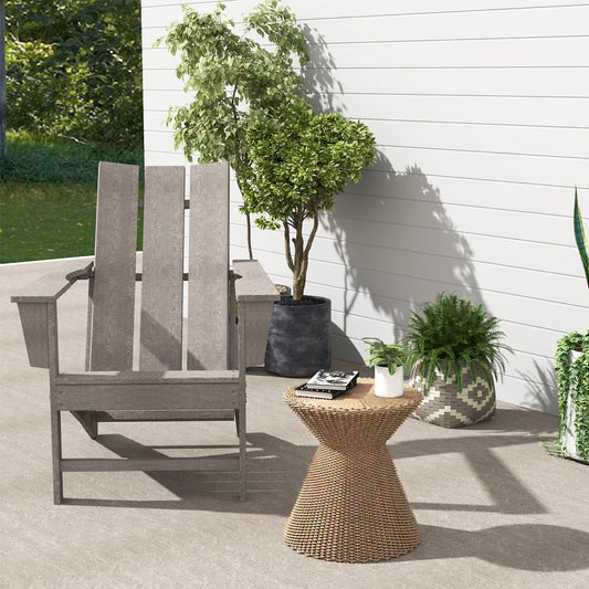 HDPE Plastic Adirondack Chair, High Back, Wide Armrests, Dark Grey Patio Chairs Dark Grey at Gallery Canada