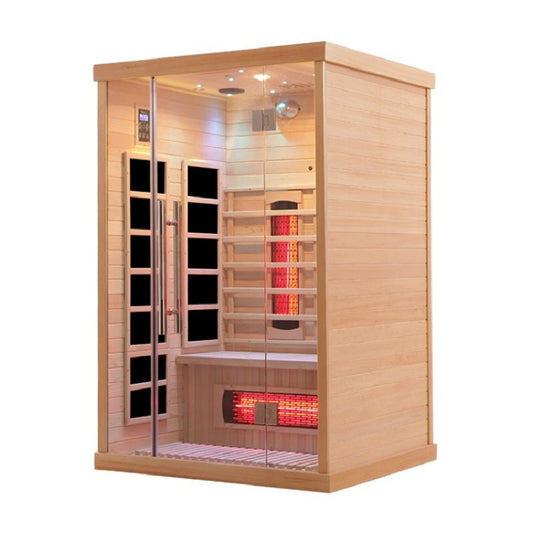 Venetian 2-Person Full Spectrum Indoor Premium Canadian Hemlock Low EMF Sauna 10 Heaters Chromotherapy Reflexology Saunas at Gallery Canada