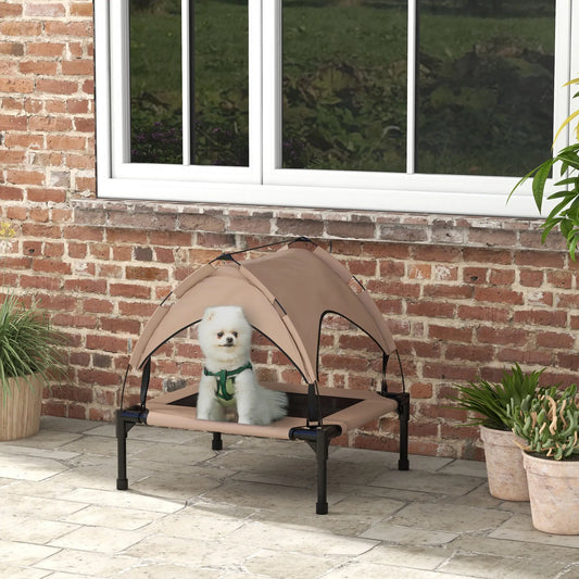Cooling Dog Cot With Canopy, Washable Mesh, Medium, Coffee Elevated Dog Beds Coffee at Gallery Canada