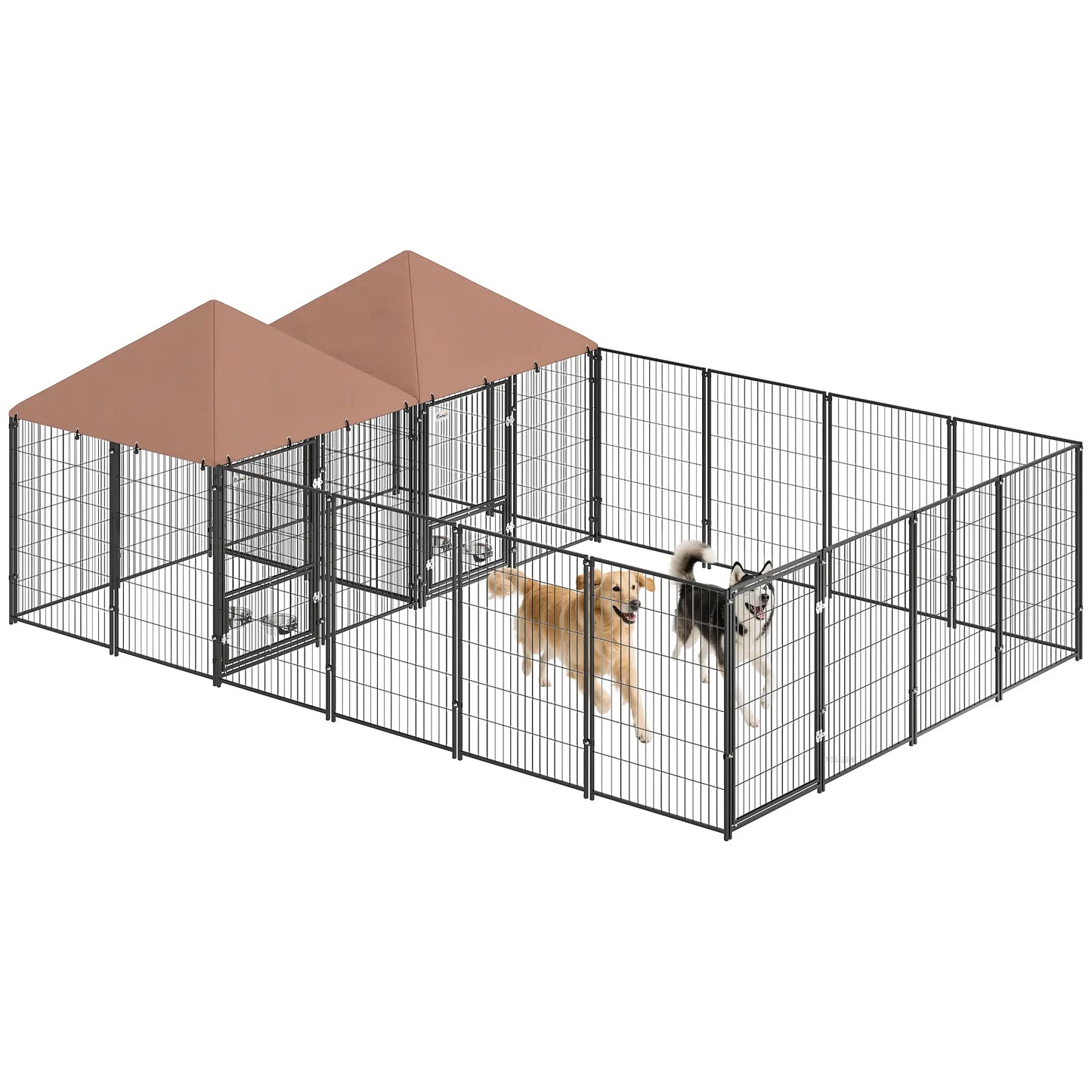 Large Outdoor Dog Kennel, 2 Rooms, Rotating Bowls, 13.5' x 9.4' x 5.1' Houses, Kennels & Pens at Gallery Canada