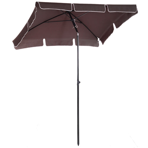 6.5x4ft Rectangle Patio Umbrella Aluminum Tilt Adjustable Garden Parasol Sun Shade Outdoor Canopy Coffee