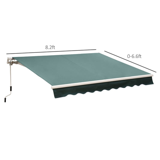 8' x 7' Retractable Awning, Patio Awnings, Sunshade Shelter with 280g/m² UV &; Water-Resistant Fabric and Aluminum Frame for Deck, Balcony, Yard, Dark Green at Gallery Canada