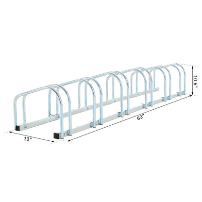 6-Bike Bicycle Floor Parking Rack Cycling Storage Stand Ground Mount Garage Organizer for Indoor and Outdoor Use at Gallery Canada