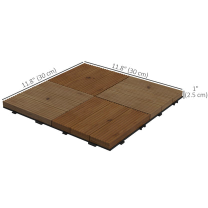 9 Pcs Garden Decking Tiles Wooden Outdoor Flooring Tiles for All Weather Use, Brown at Gallery Canada