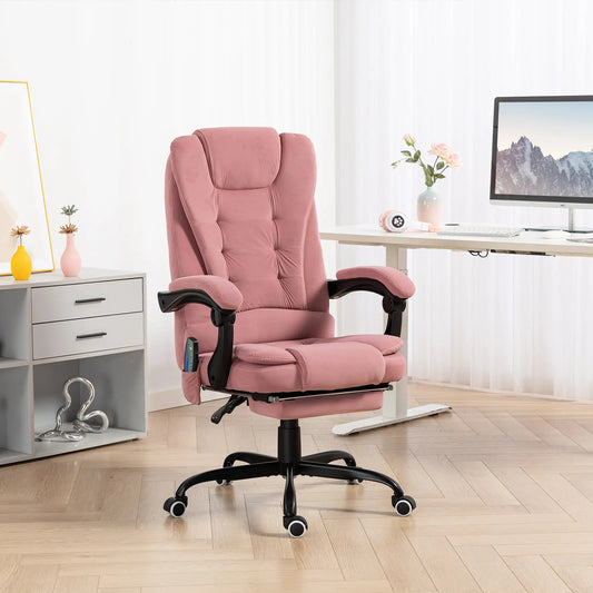 7-Point Vibrating Massage Chair, Reclining with Footrest, Pink