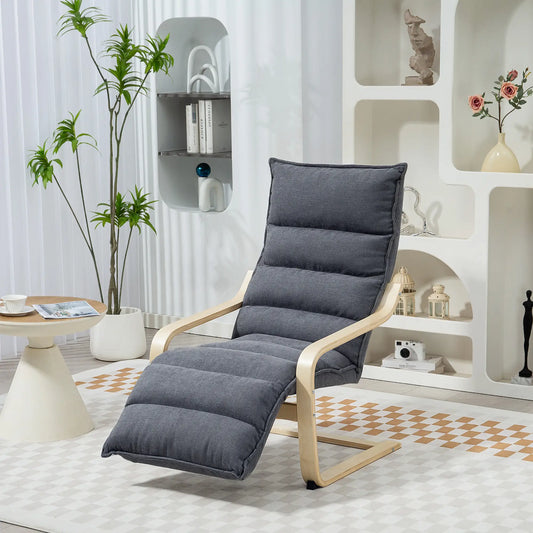 Accent Chair, Velvet Upholstered Living Room Chair with Footrest, Wood Frame, Dark Grey Accent Chairs Dark Grey at Gallery Canada