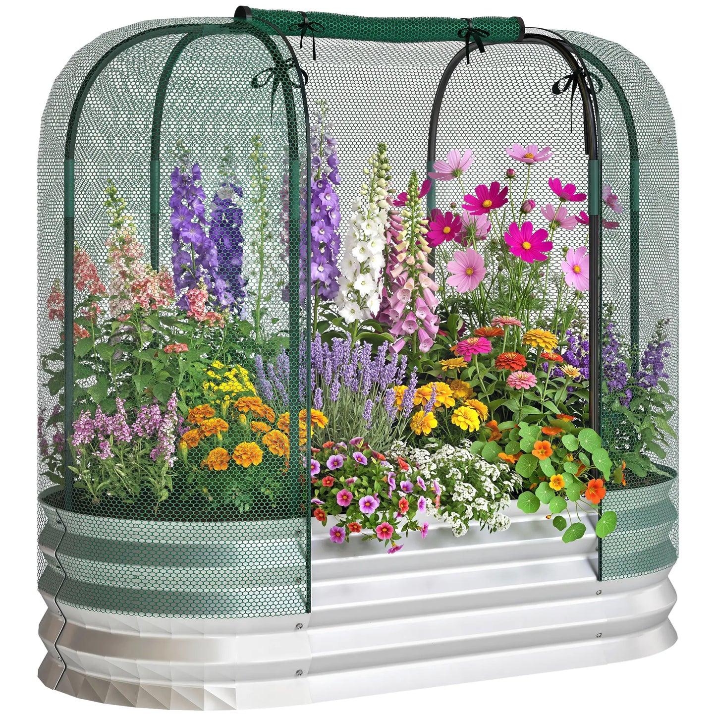 Galvanized Raised Garden Bed, Crop Cage Net Cover, Outdoor Planter Box Raised Garden Beds at Gallery Canada