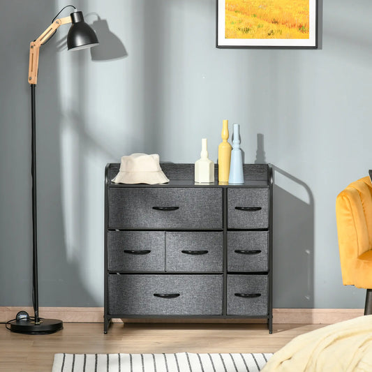 7-Bin Dresser Storage Tower, Fabric Bins with Metal Frame Storage Cabinets Black at Gallery Canada