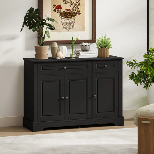 Modern Sideboard Cabinet, 2 Drawers, Adjustable Shelves, Black Bar Cabinets Black at Gallery Canada
