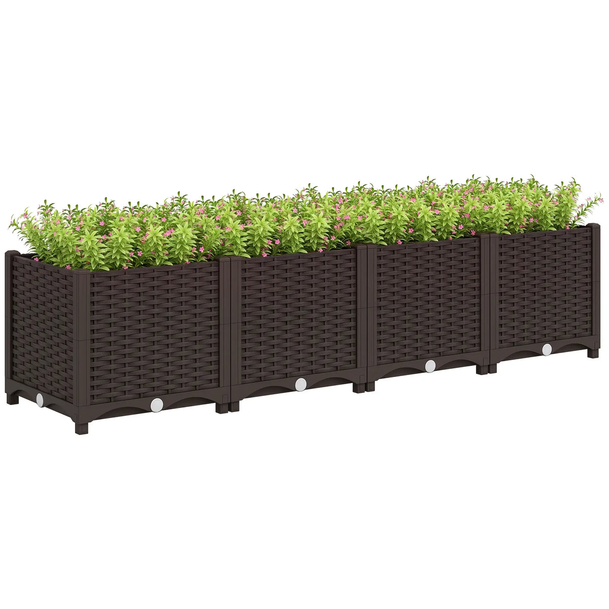 Plastic Raised Garden Bed, Outdoor Planter Box, 63" x 15.7" x 14.6", Brown Raised Garden Beds at Gallery Canada