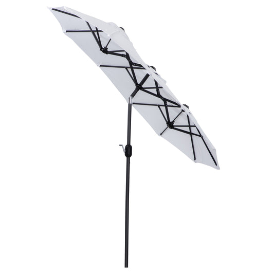9.5' Double-sided Outdoor Patio Umbrella with Tilt, Crank and Vents, Cream White