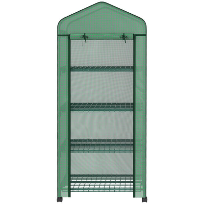 Portable Greenhouse, Outdoor Hot House Plant Flower Greenhouse with 4 Tier Shelves, PE Cover, Green at Gallery Canada