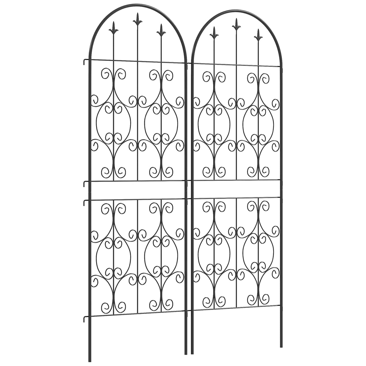 Metal Garden Trellis Set, Scrollwork Design, 150 x 50 cm, Black Plant Stands at Gallery Canada