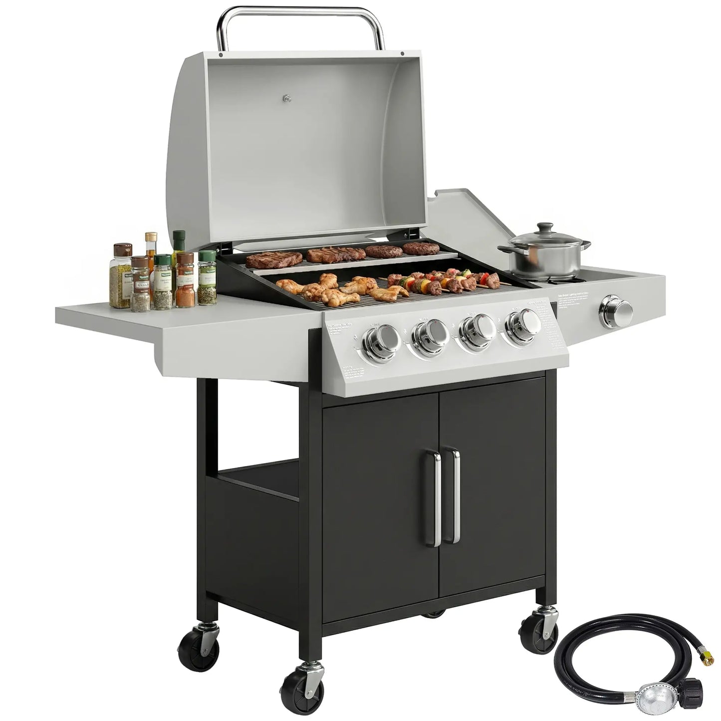 4+1 Burner Liquid Propane Gas Grill, Outdoor Portable BBQ Propane Gas Grills at Gallery Canada