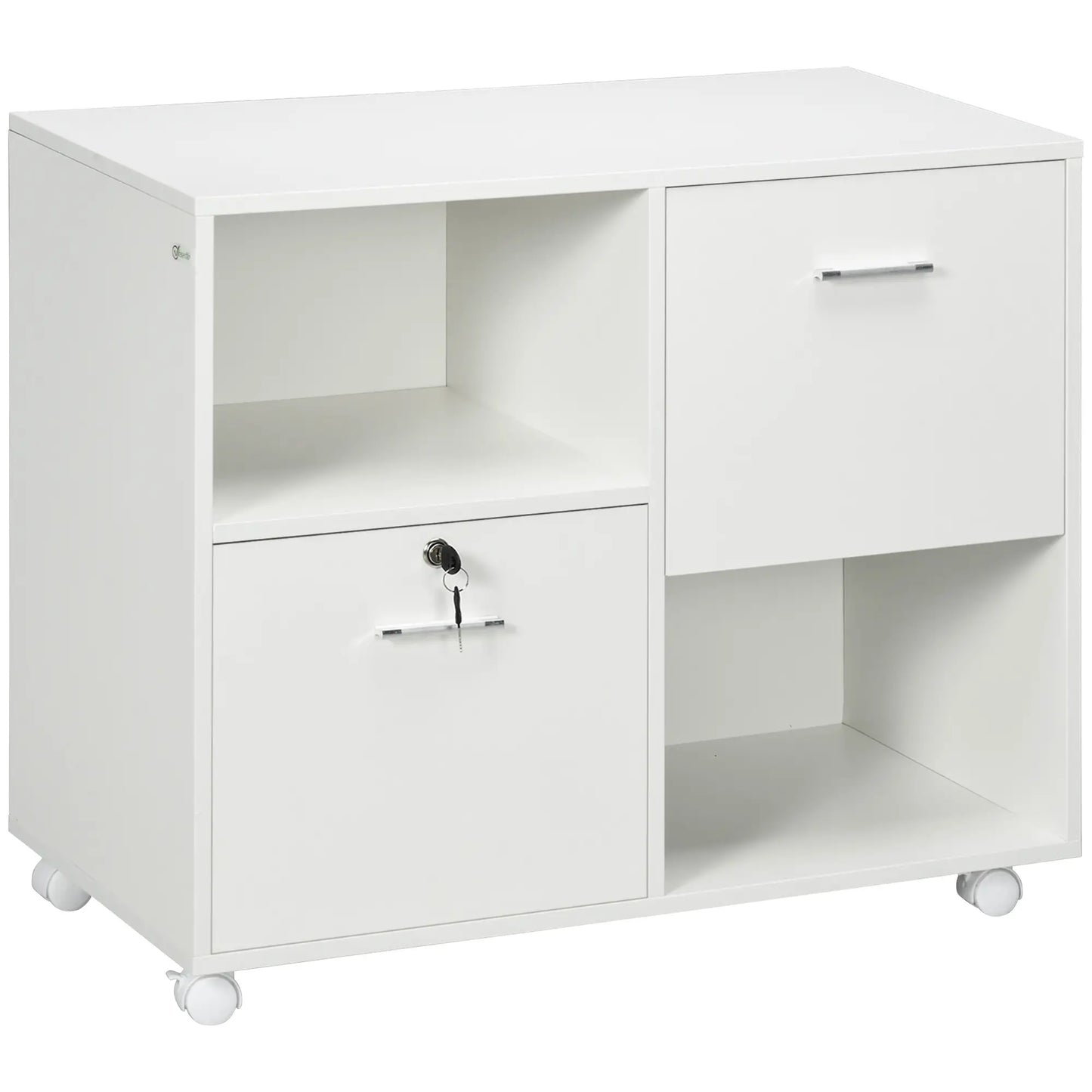Lateral Filing Cabinet with Drawers, Lock, Wheels, Letter and A4 Size, White Office Cabinets & Cupboards at Gallery Canada