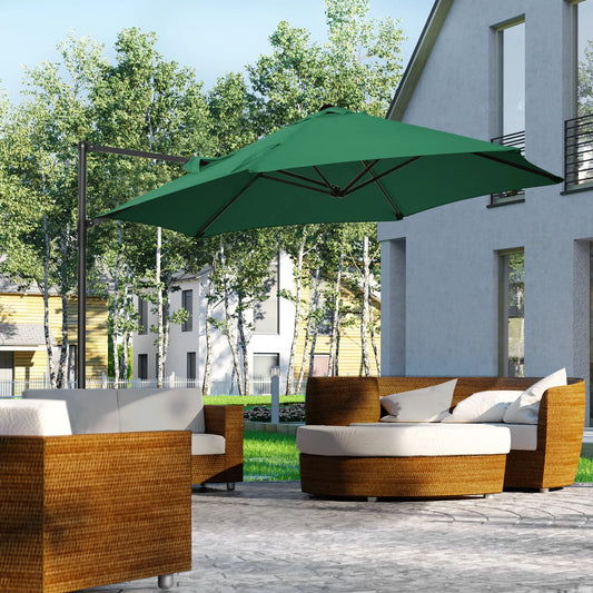 8.5FT Offset Patio Umbrella, 360° Rotation, Green Cantilever Umbrellas Green at Gallery Canada