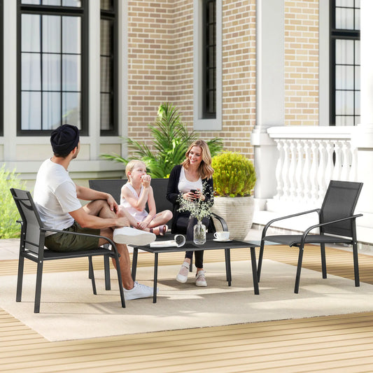 4 Piece Patio Furniture Set, Deep Seat, Black Patio Furniture Sets Black at Gallery Canada