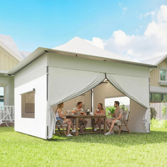 12 x 12 ft Pop Up Canopy Tent, UPF50+ 420D Outdoor Shelter, Silver Pop Up Canopies Silver, Black at Gallery Canada