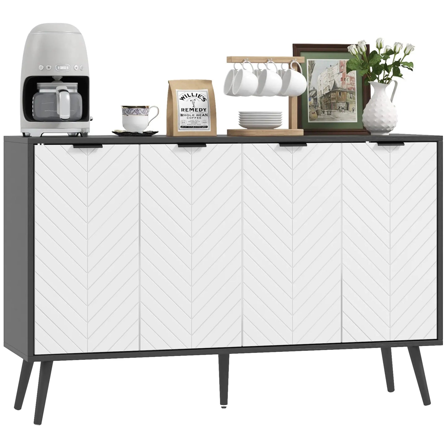 Modern Sideboard, Dining Cabinet with Adjustable Shelves, Black Bar Cabinets at Gallery Canada