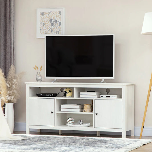 TV Stand for 55" TVs, Storage Cupboard, Shelves, 55.1" x 15.7" x 27", White TV Stands White at Gallery Canada