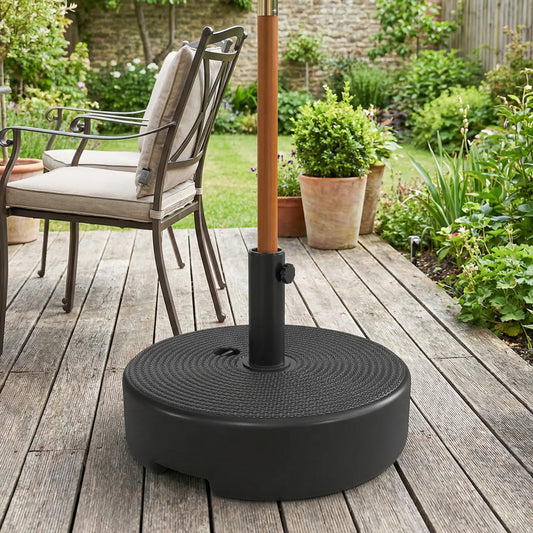 Patio Umbrella Base, 33 Lbs Water Or 42 Lbs Sand Filled, Black Umbrella Bases Black at Gallery Canada