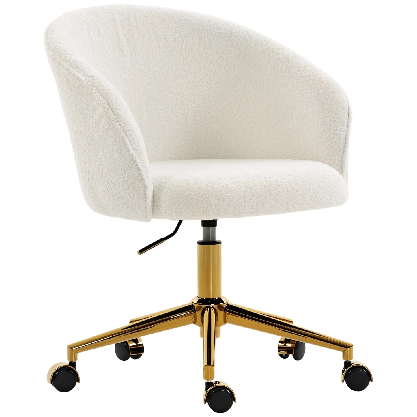Office Chair, Teddy Fleece Upholstered Vanity Desk Chair, Cream White Task Chairs at Gallery Canada