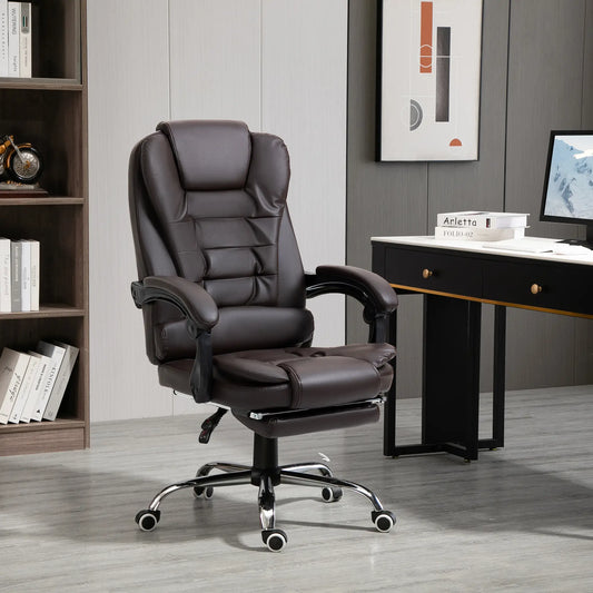 High Back Office Chair, PU Leather, Retractable Footrest, Padded Armrest, Coffee Executive & Manager Chairs Coffee at Gallery Canada