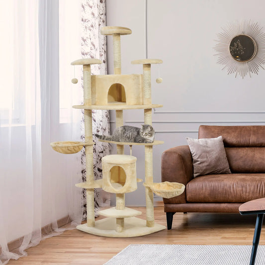 79" Kitten Tree Condo, Scratch Activity Center, Beige Cat Towers Beige at Gallery Canada