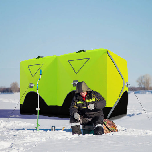 8-Person Insulated Ice Fishing Tent, Ventilation Windows, Carry Bag, -22℉, Green Ice Fishing Tents Green at Gallery Canada