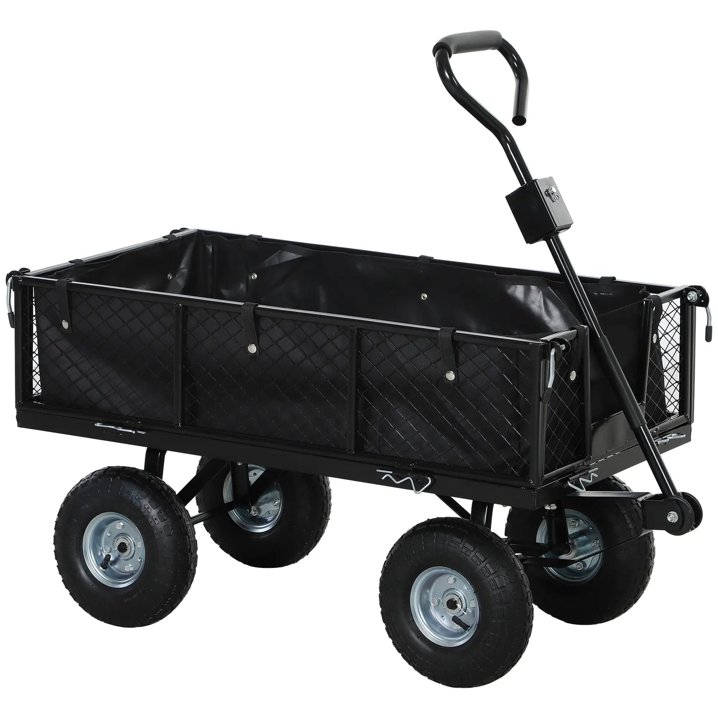 Steel Garden Cart, Utility Wagon, Removable Liner, Quick-Release Sides, 10" Wheels, 660lbs Capacity Folding Garden Carts at Gallery Canada