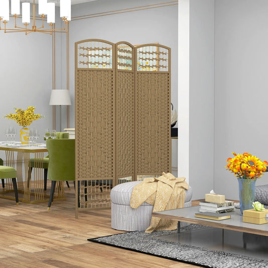 3 Panel Folding Room Divider, Portable Privacy Screen, Natural Room Dividers Natural at Gallery Canada