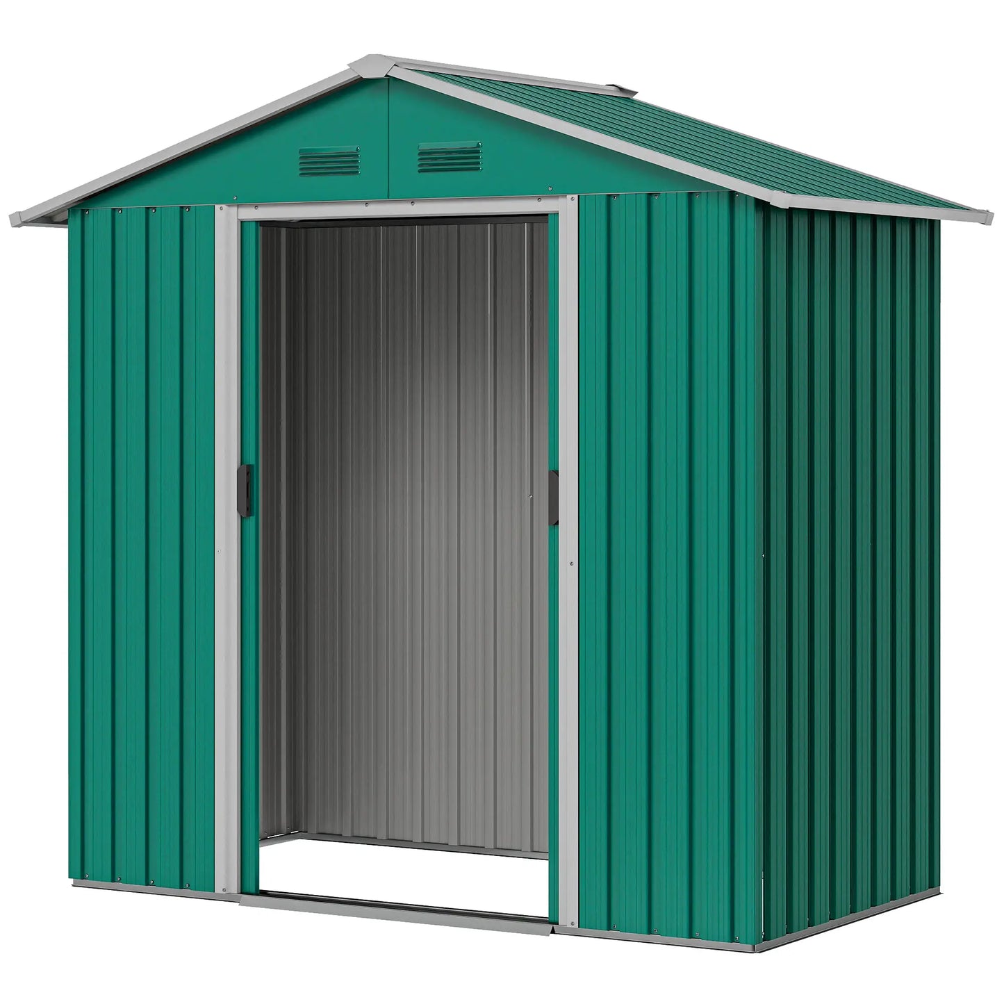 6.5x3.5ft Metal Garden Shed, Outdoor Tool Storage, Double Sliding Doors, Vents, Green Sheds at Gallery Canada