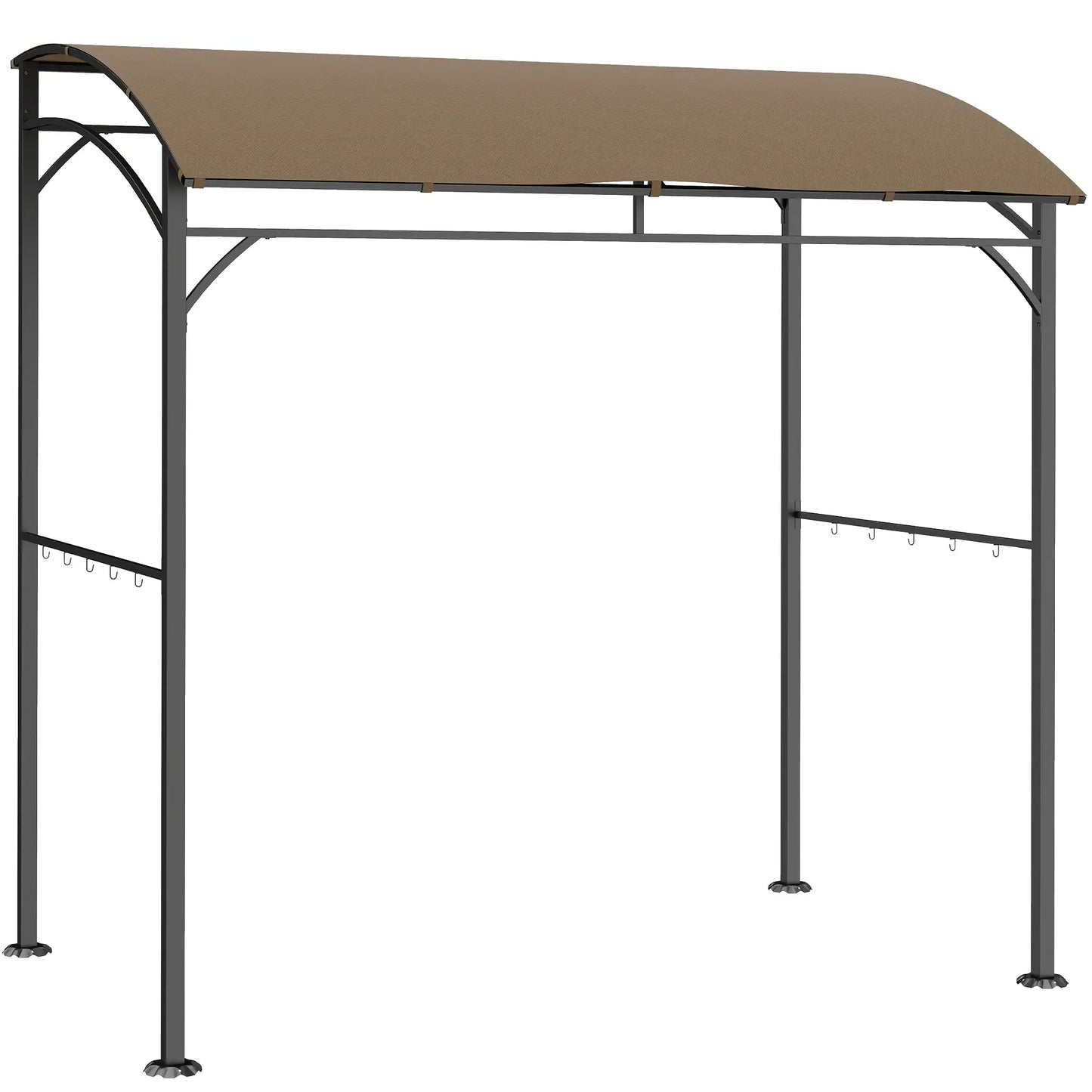 7' x 5' Garden Grill Canopy, Steel Frame with Hooks, Dark Coffee BBQ Grill Gazebos at Gallery Canada