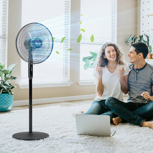 Floor Standing Fan with Remote, Oscillating, LED Screen, Black Stand Fans Black at Gallery Canada