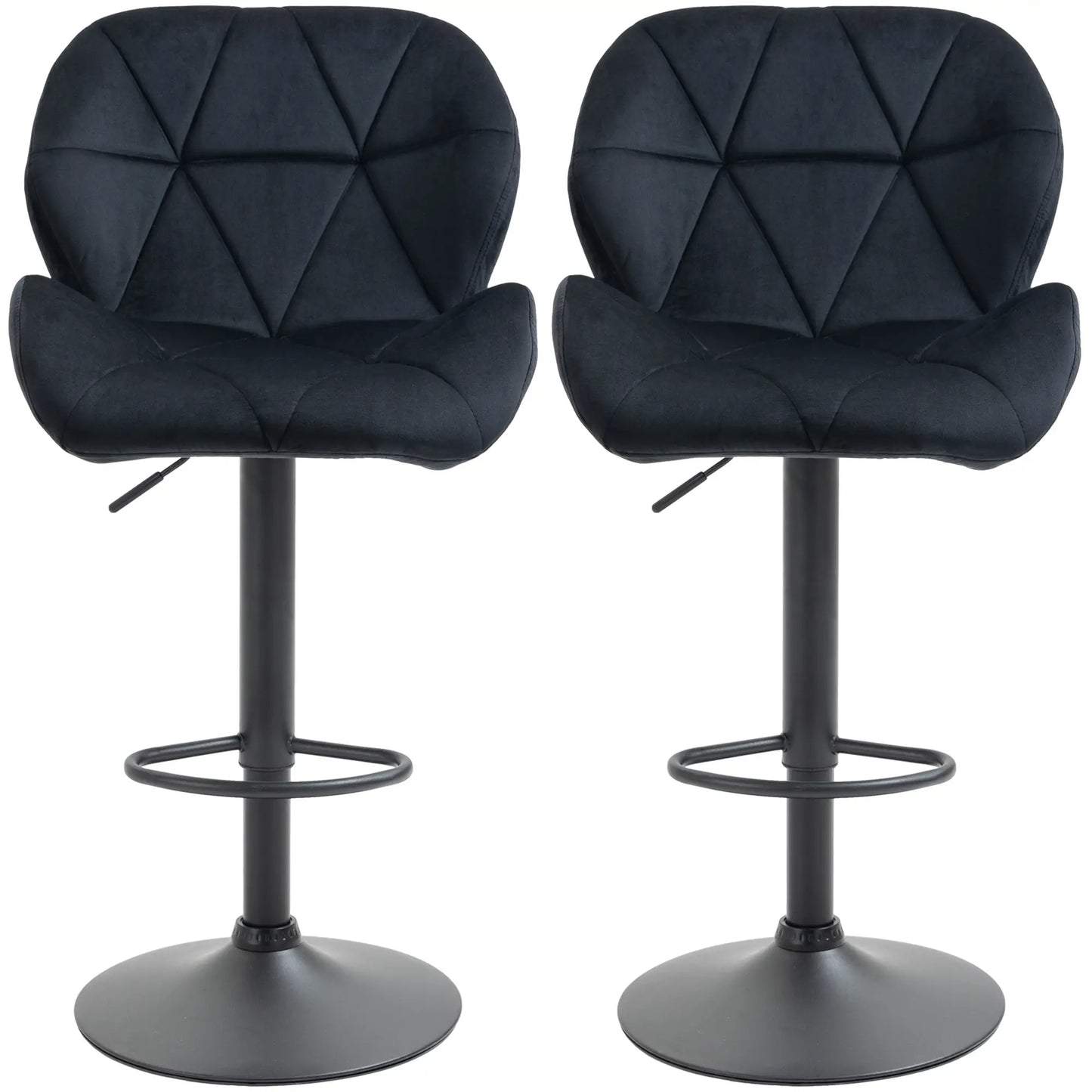 Adjustable Height Fabric Bar Stool Set of 2, Swivel Seat, Black Bar Stools at Gallery Canada