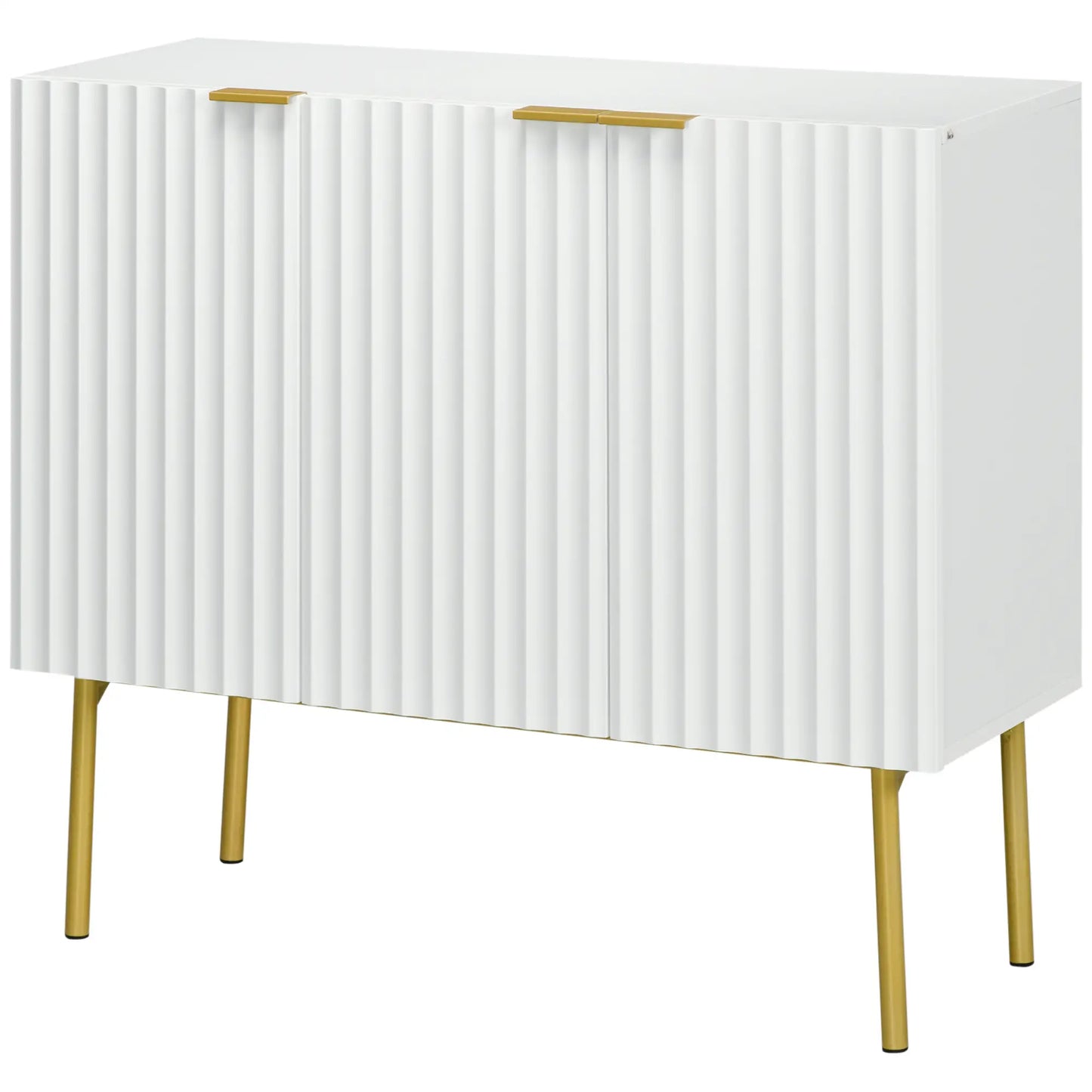 Modern Storage Cabinet, Sideboard Buffet, Gold Legs, White