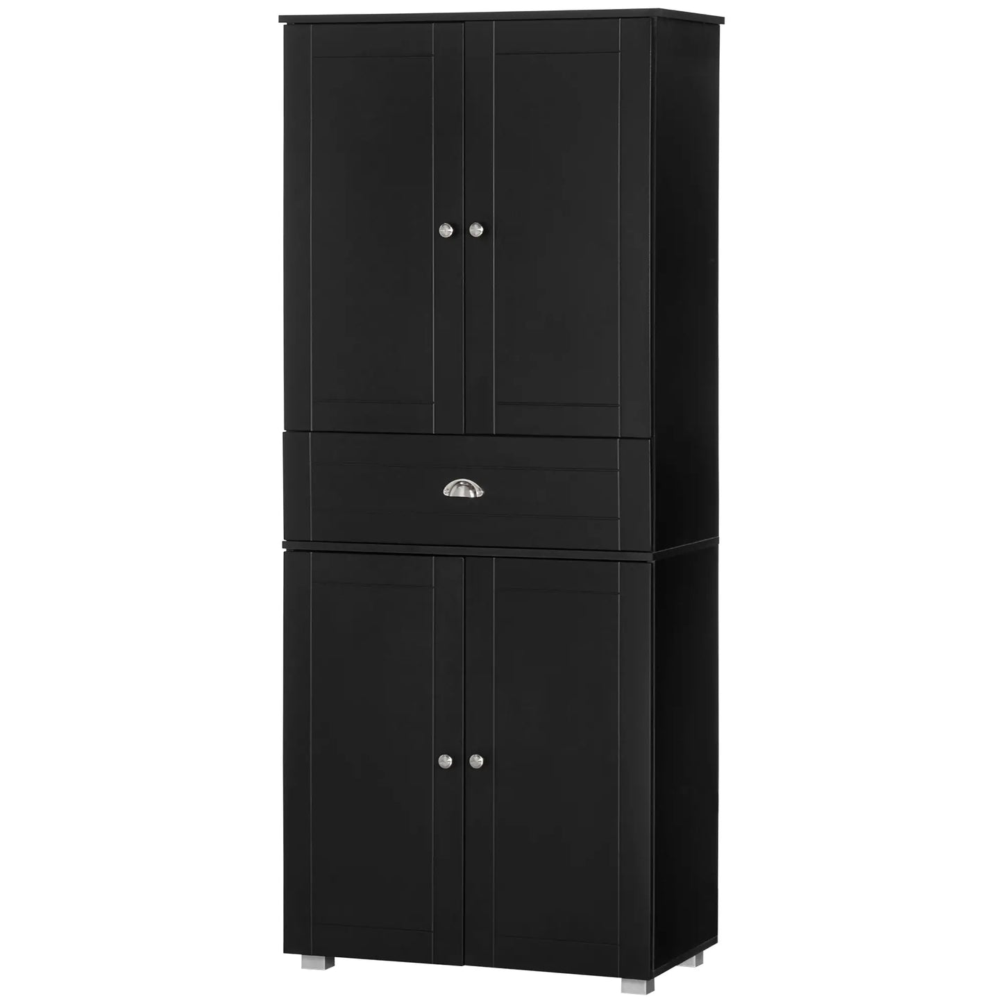 72" Kitchen Pantry Cabinet, 4 Doors, 3 Adjustable Shelves, Black Kitchen Pantry Cabinets at Gallery Canada