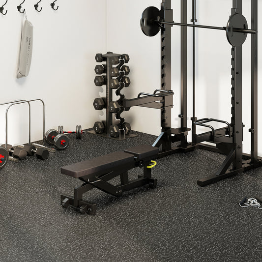 0.79 inch Thick Rubber Top Exercise Mat 48 Sq Ft with Boarders, Black Decorative Fencing & Flooring Black at Gallery Canada