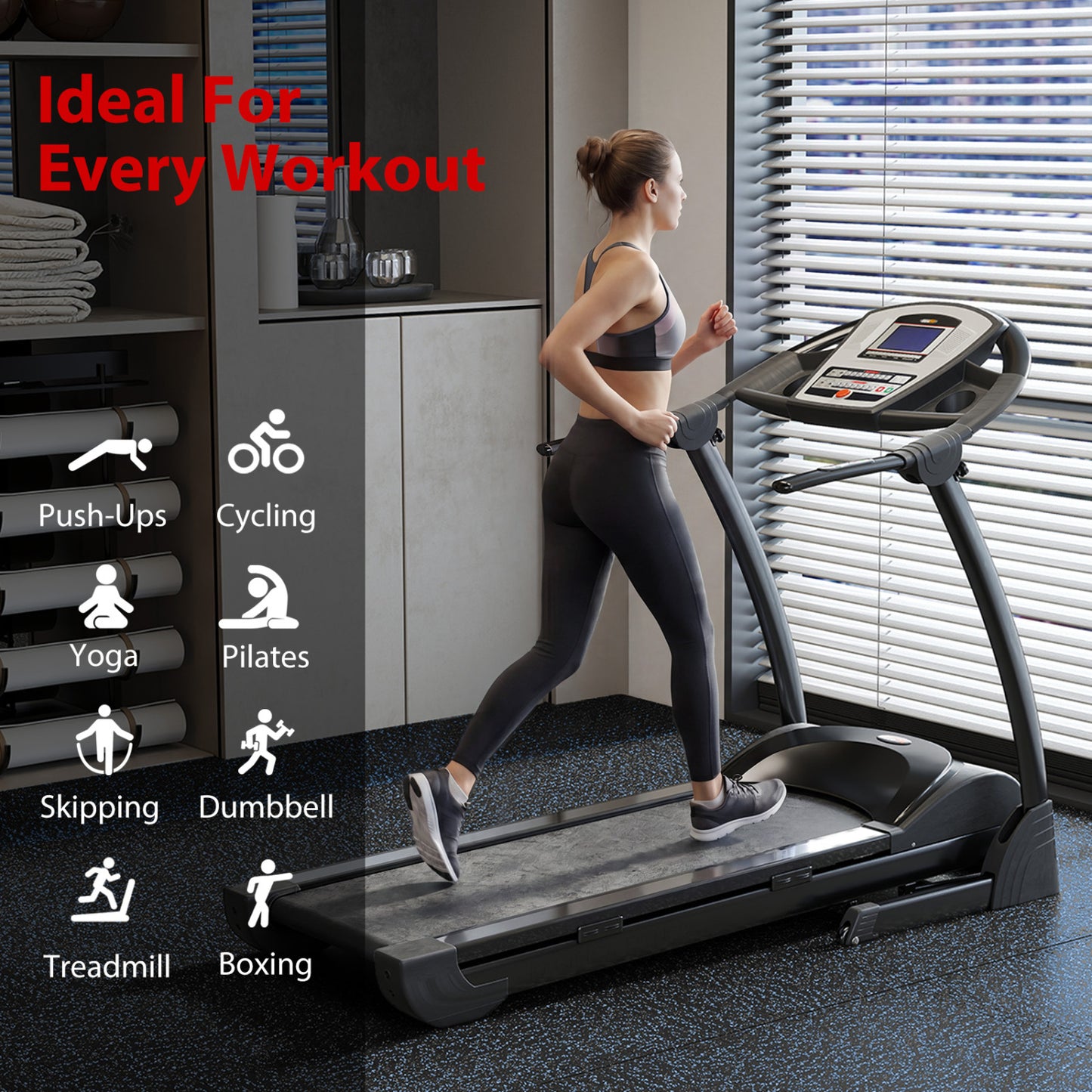 0.79 inch Thick Rubber Top Exercise Mat 48 Sq Ft with Boarders, Black & Blue Decorative Fencing & Flooring at Gallery Canada