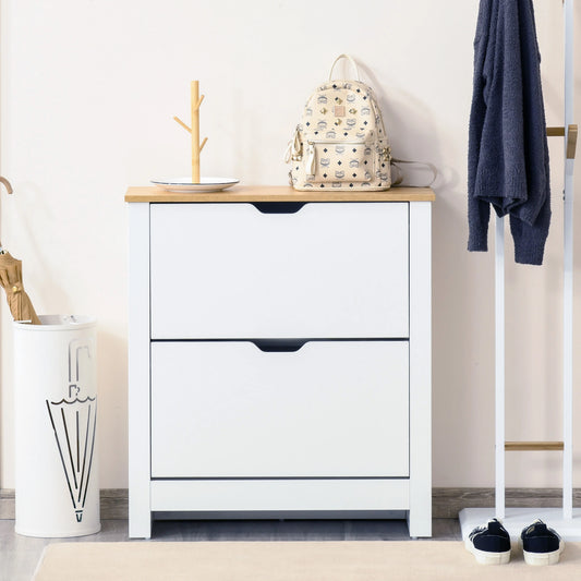 Shoe Storage Cabinet, 2 Flip Drawers, Adjustable Shelves, White Shoe Storage Cabinets & Racks White at Gallery Canada