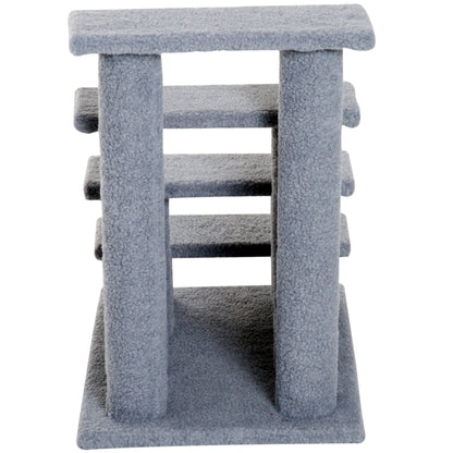 4-Step Multi-Level Carpeted Cat Scratching Post Pet Stairs, Grey at Gallery Canada