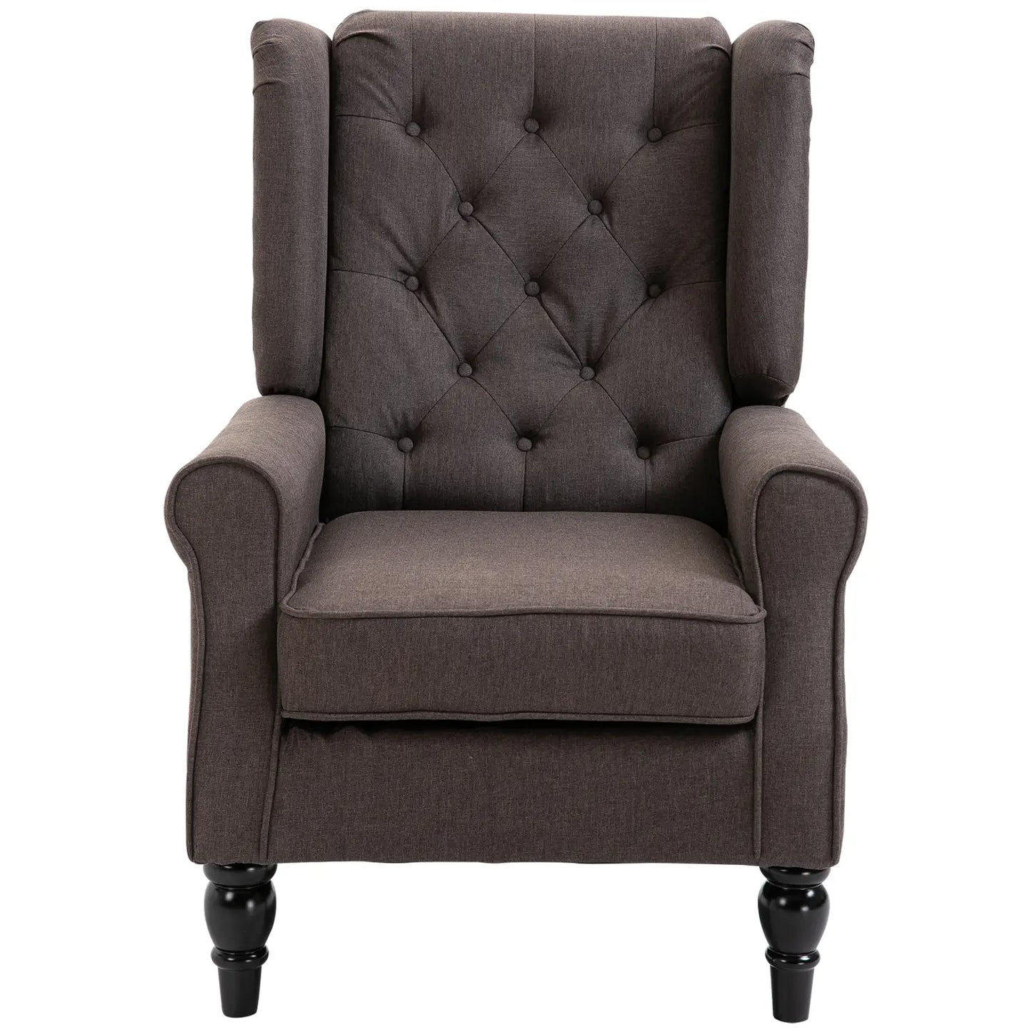 Fabric Accent Chair, Button Tufted Armchair, Wingback, Brown Single Sofas at Gallery Canada