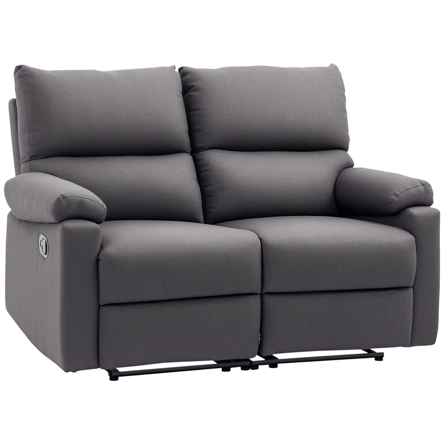 2 Seater Reclining Loveseat, Footrest, Split Backrest, Dark Grey 2-Seater Sofas Dark Grey at Gallery Canada
