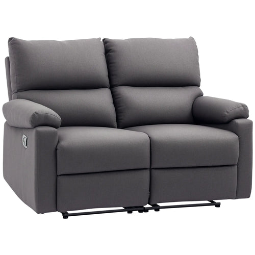 2 Seater Reclining Loveseat, Footrest, Split Backrest, Dark Grey