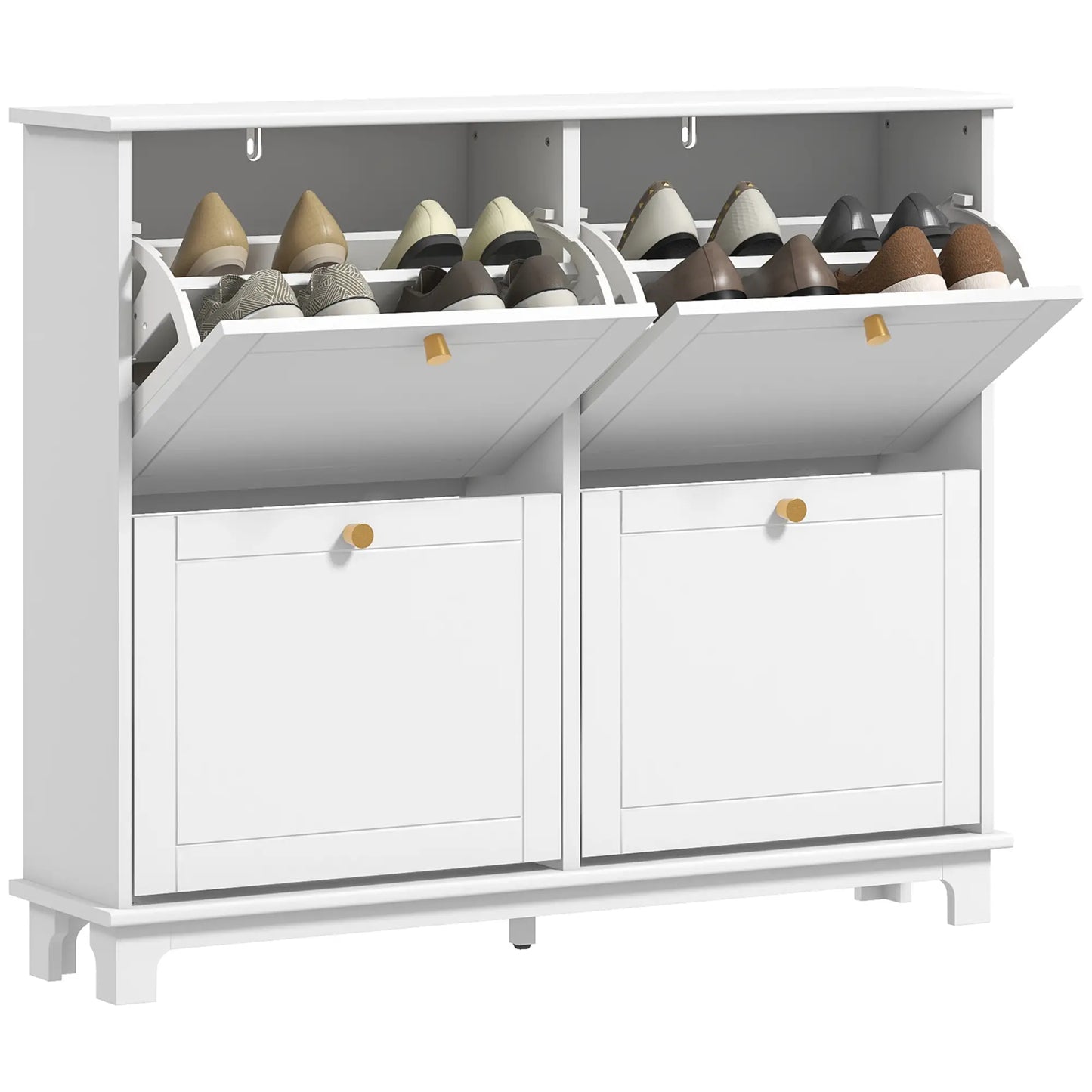 Modern Shoe Storage Cabinet, 4 Flip Drawers, Adjustable Shelves, White Shoe Storage Cabinets & Racks at Gallery Canada