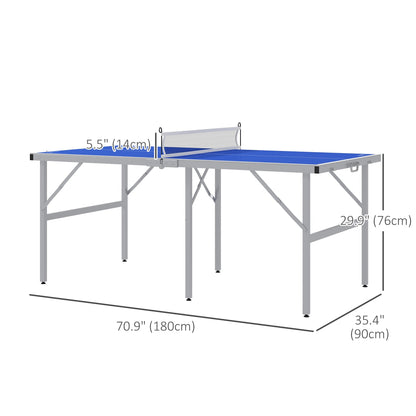 Portable Ping Pong Table Set, Table Tennis Table w/ Net, 2 Paddles, 3 Balls for Outdoor and Indoor, Easy Assembly, Blue at Gallery Canada