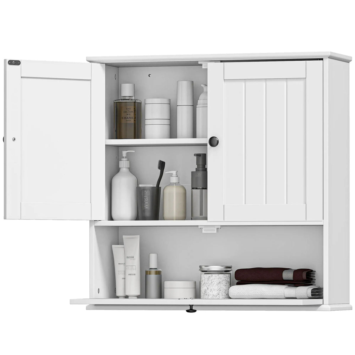 Farmhouse Medicine Cabinet, Adjustable Shelves, Flip-Down Door, White Wall Mounted Cabinets at Gallery Canada