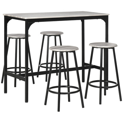 5-Piece Counter Height Bar Table and Chairs, Dining Table and Chairs Set for 4, Pub Table and Chairs