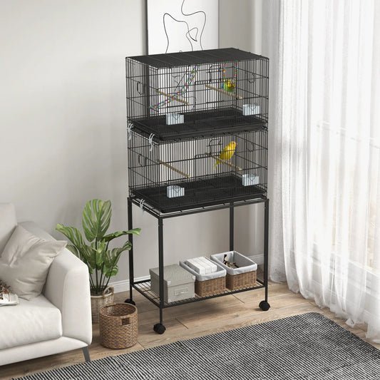 65" Birdcage for Canaries, Lovebirds, Finches, Black